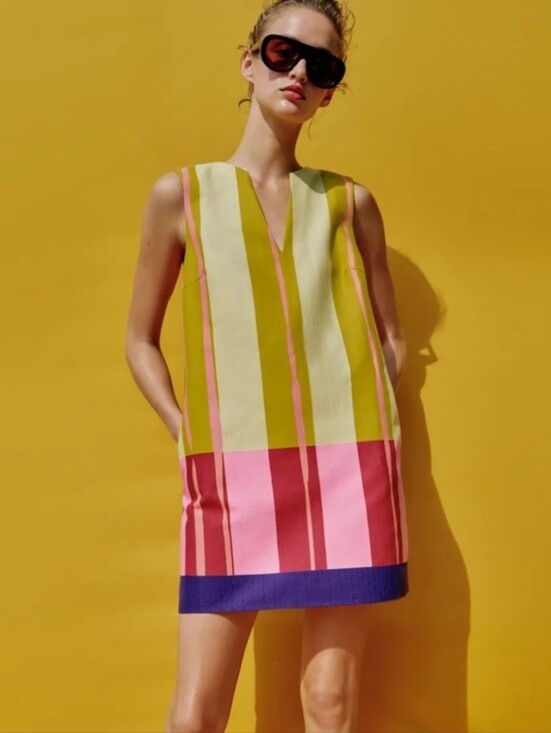 Zara Dresses & Skirts - Sz M ZARA WOMAN SS26 MULTICOLORED SHORT STRIPED DRESS
